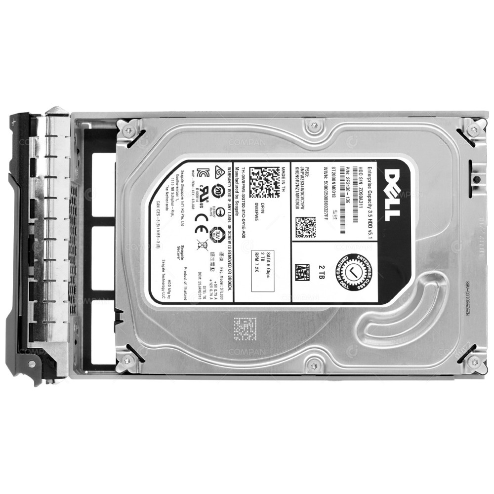 W8FW5 DELL 2TB 7.2K 6G SATA 3.5 LFF HARD DRIVE 0W8FW5, ST2000NM0018